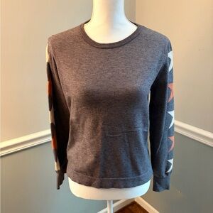 THML Charcoal Gray Star Sleeve Knit Crew Neck Sweater
Size: Medium